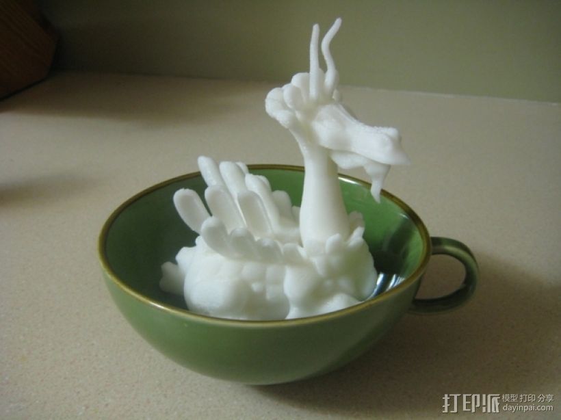 茶杯里的龙木偶 3D打印模型渲染图