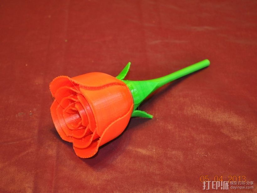 红色玫瑰花 3D打印模型渲染图