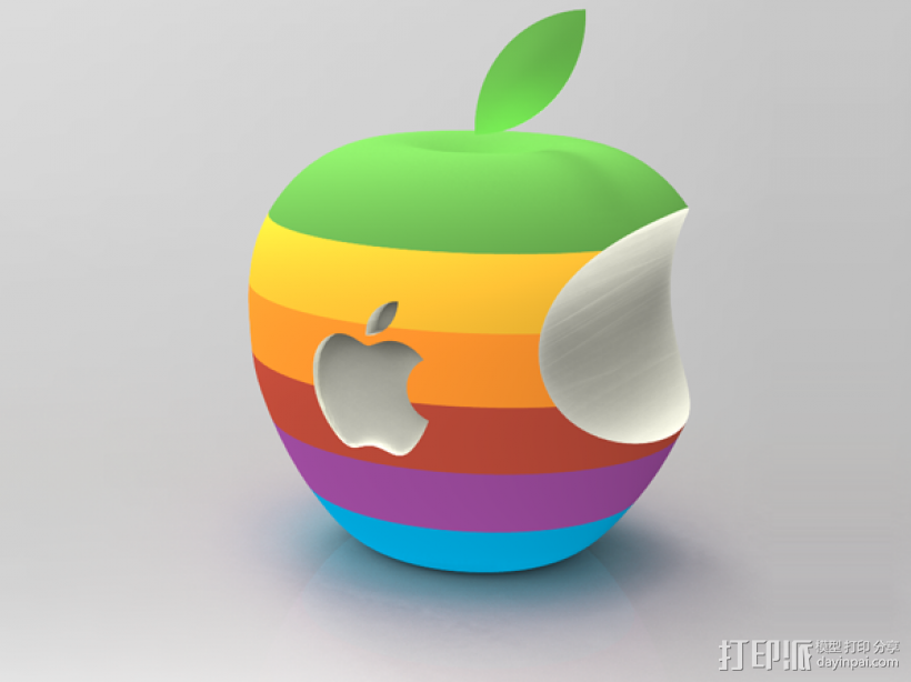 苹果标志 3D打印模型渲染图