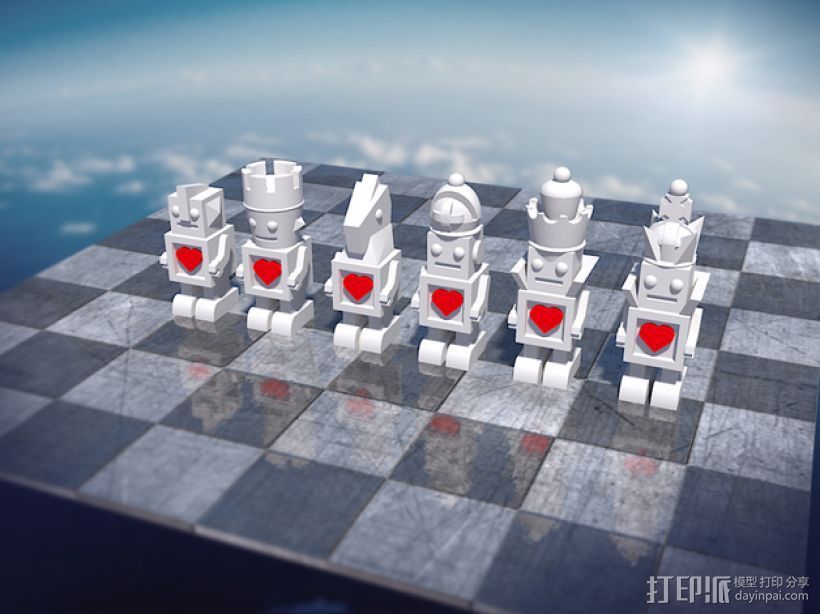 机器人形象棋 3D打印模型渲染图