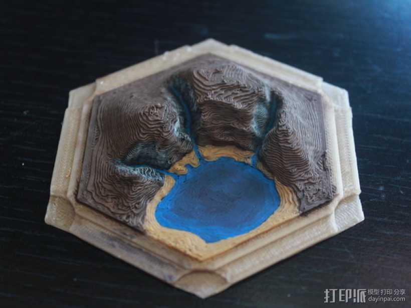《卡坦岛》地形 3D打印模型渲染图