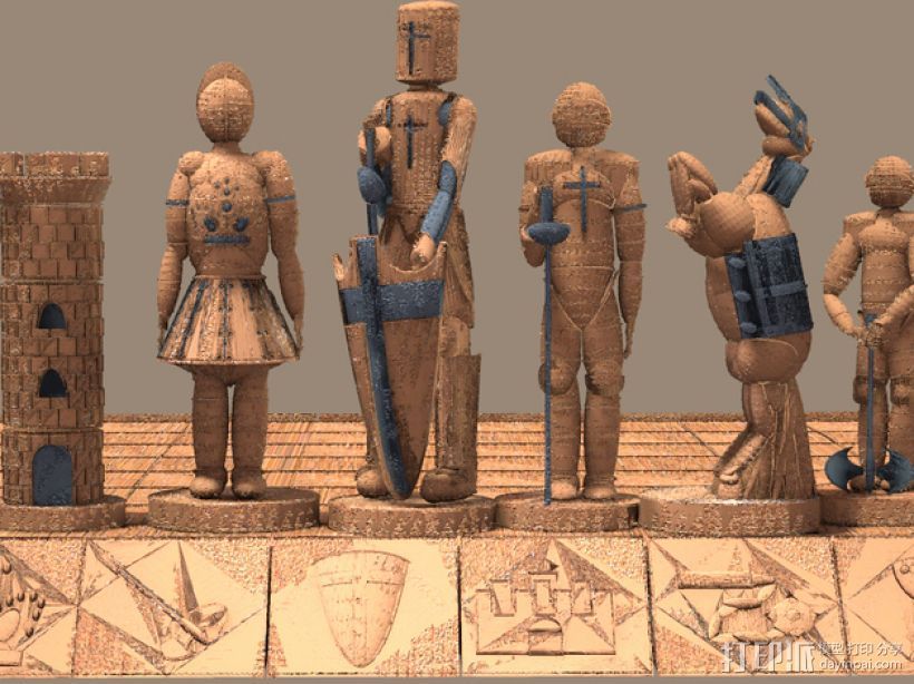 古董象棋 3D打印模型渲染图