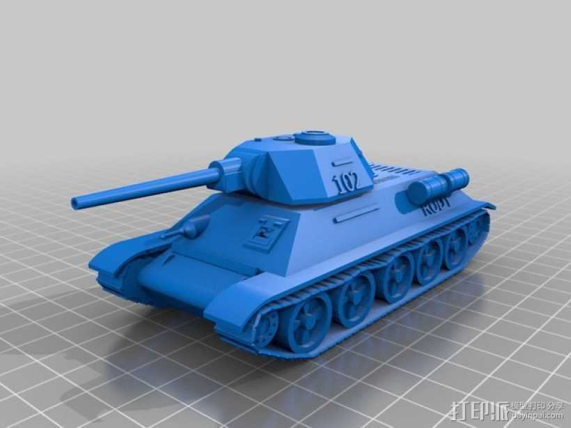 T34坦克 3D打印模型渲染图