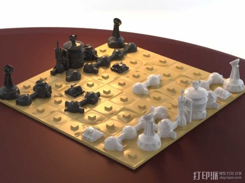 火星基地象棋 3D打印模型渲染图