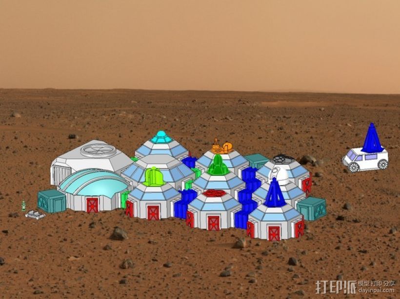 迷你火星基地模型 3D打印模型渲染图