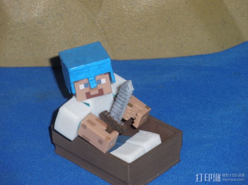 Minecraft人物玩偶船模型 3D打印模型渲染图