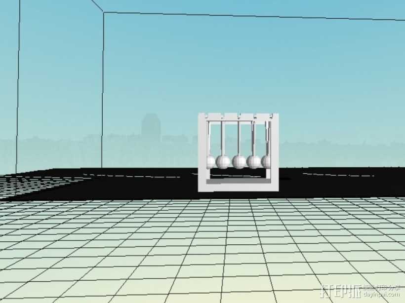 迷你牛顿摆模型 3D打印模型渲染图