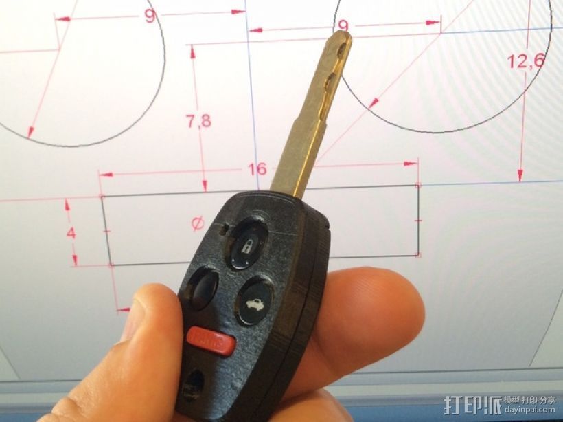 本田汽车钥匙外壳 3D打印模型渲染图