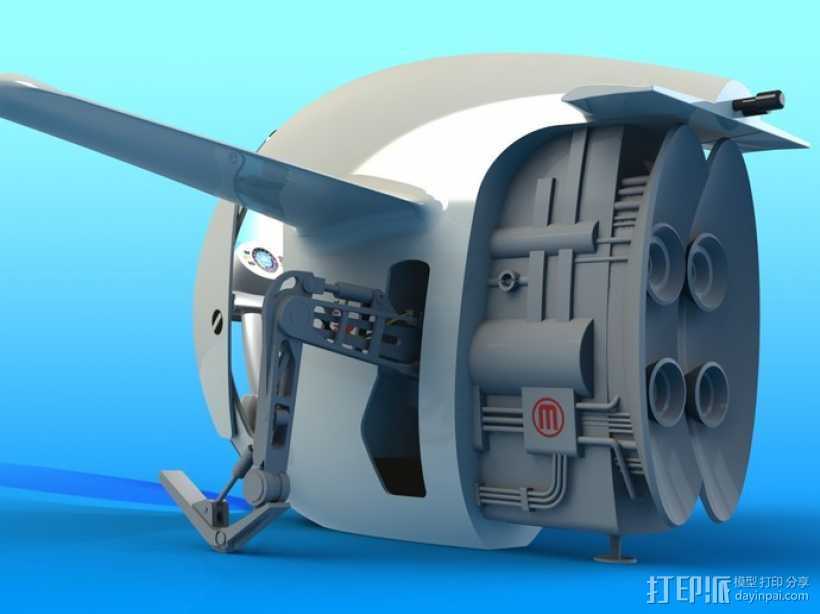 2040未来主义风格飞行器 3D打印模型渲染图