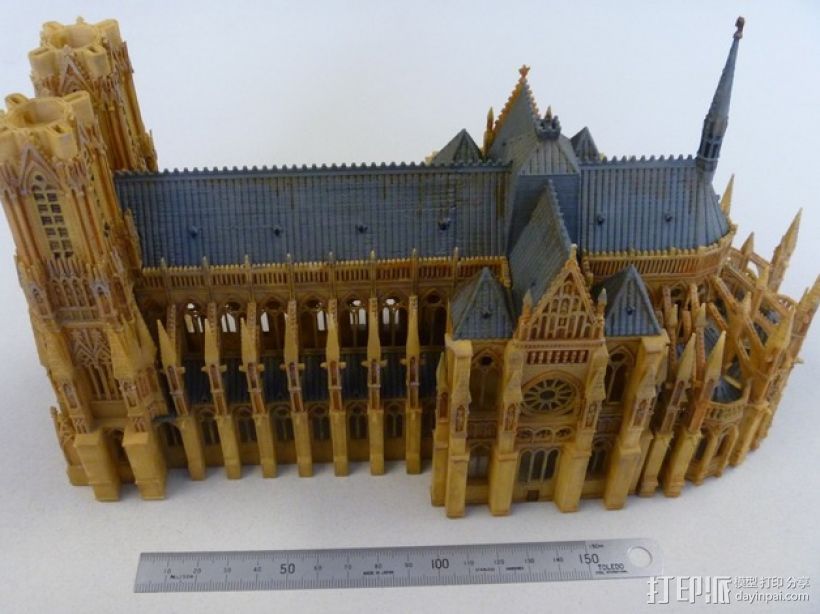 法国兰斯大教堂  3D打印模型渲染图