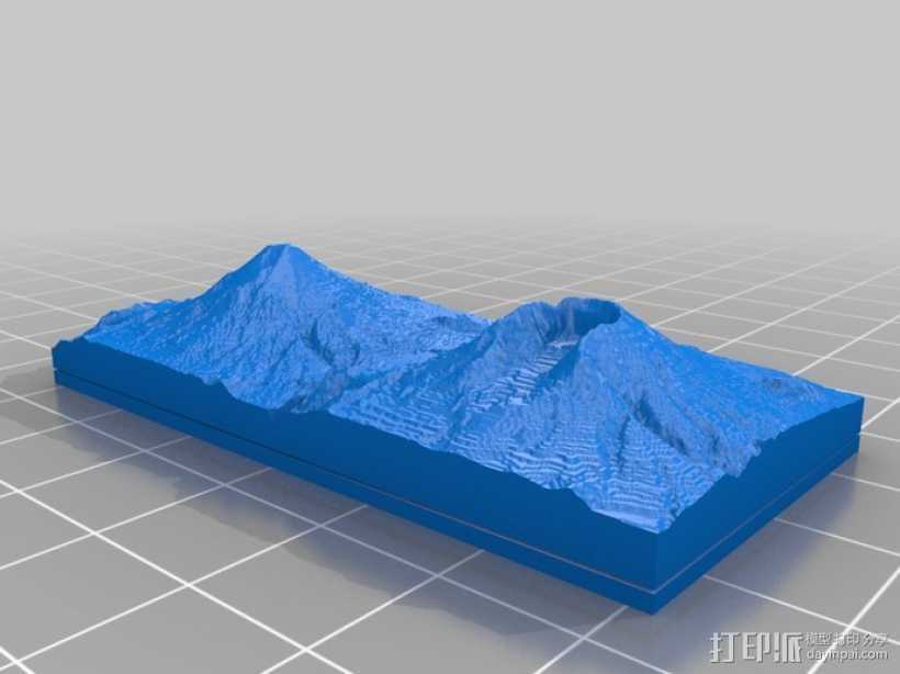 圣海伦火山 地形图 3D打印模型渲染图