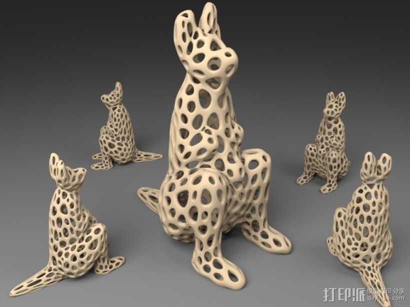 袋鼠 泰森多边形风格 3D打印模型渲染图