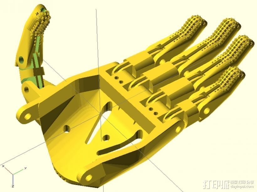 赛博人假肢 3D打印模型渲染图