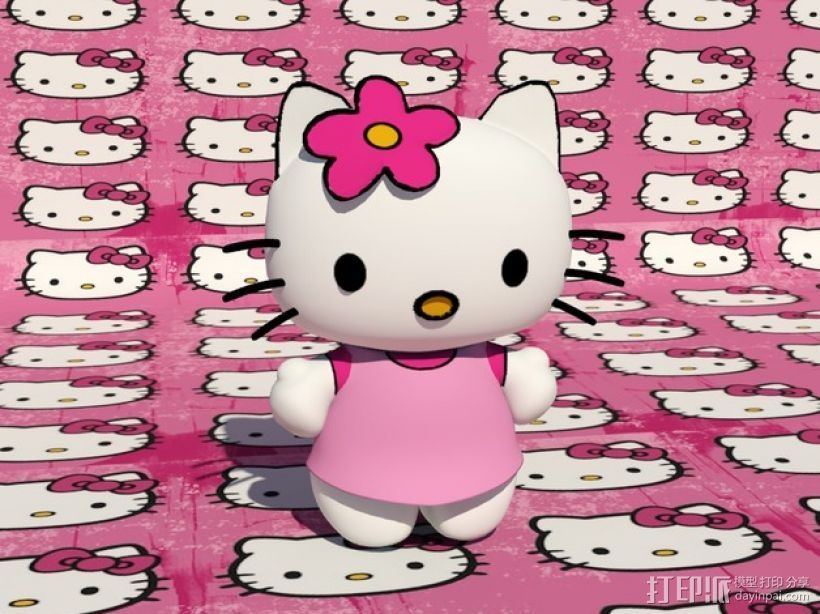 Hello Kitty猫 3D打印模型渲染图