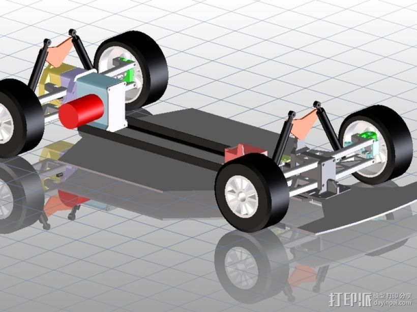 遥控车底盘 3D打印模型渲染图