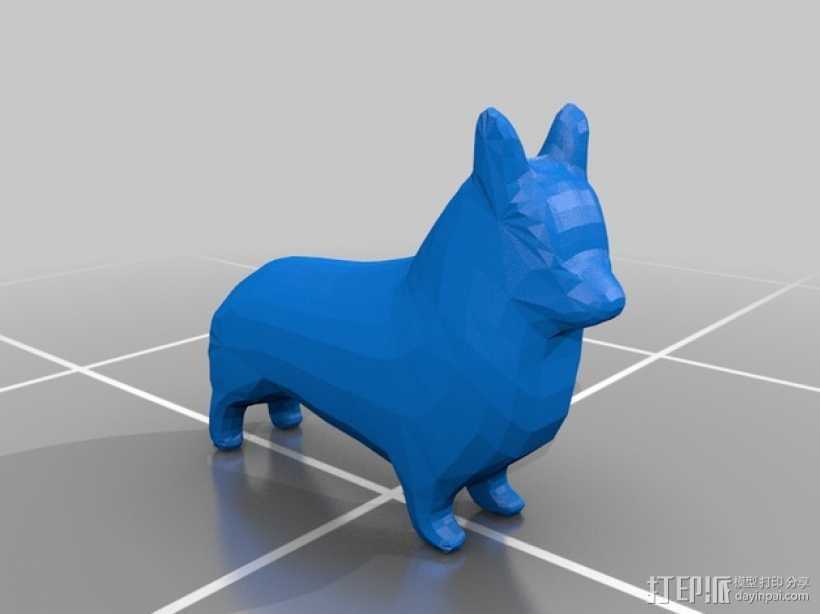 柯基犬  3D打印模型渲染图
