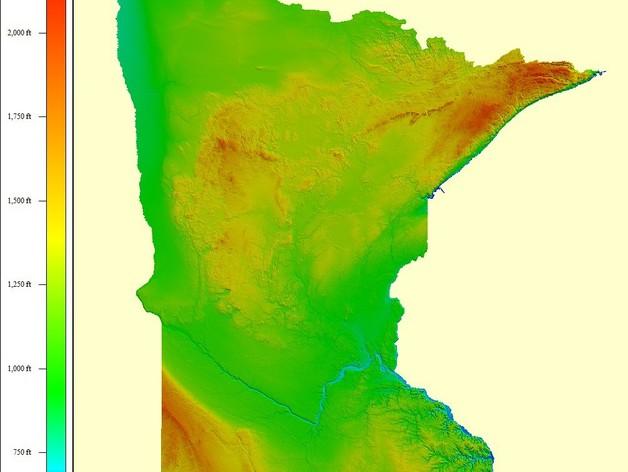 明尼苏达州地形图