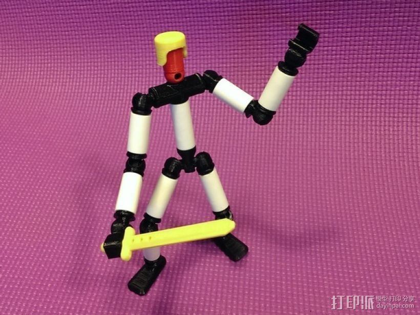手脚可动的机器人 3D打印模型渲染图