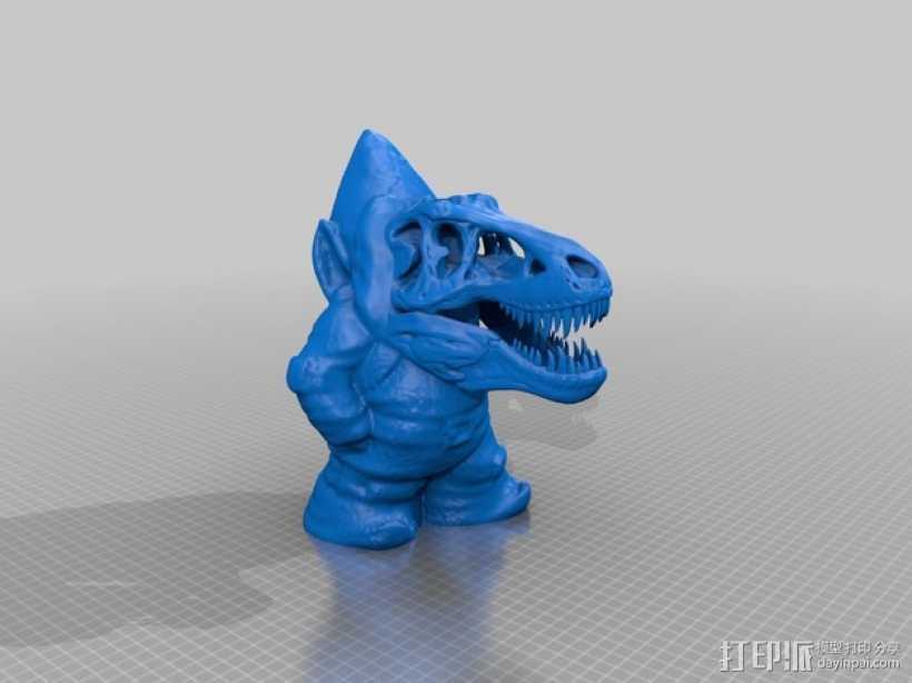 霸王龙小矮人 3D打印模型渲染图