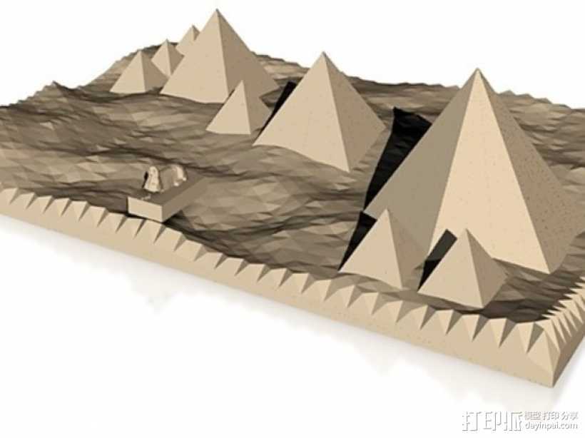 金字塔和狮身人面像 3D打印模型渲染图