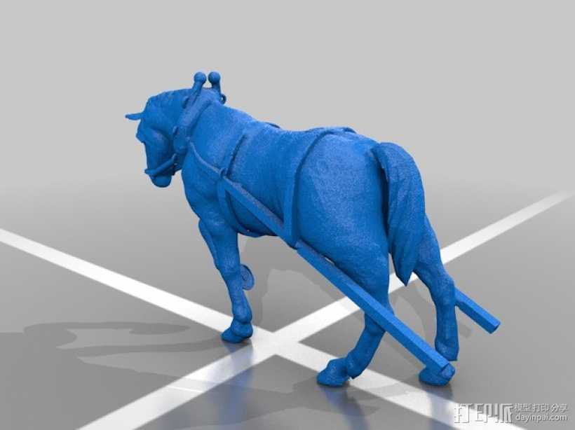 耕地的马 3D打印模型渲染图