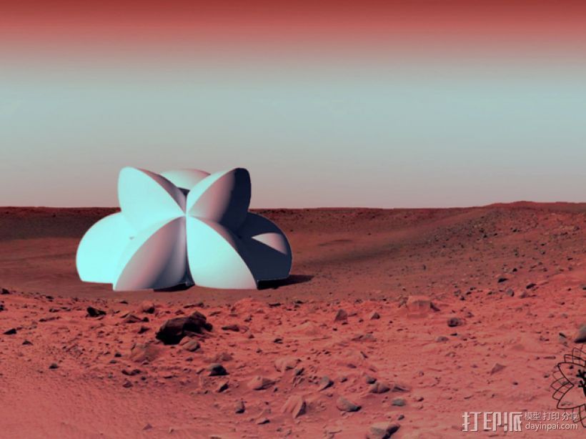 花形火星基地 3D打印模型渲染图