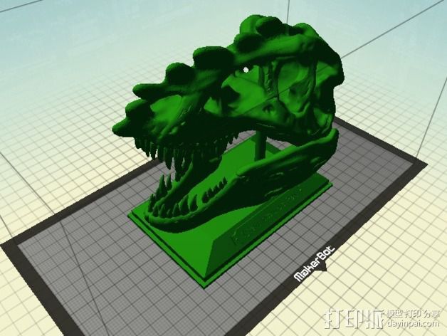 霸王龙头骨 3D打印模型渲染图