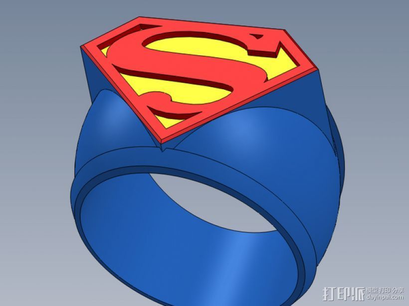 超人指环 3D打印模型渲染图