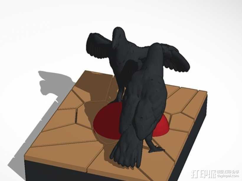 觅食的乌鸦 3D打印模型渲染图