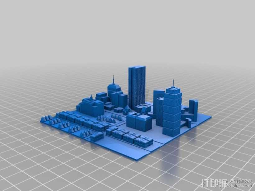 波士顿城市建筑群模型 3D打印模型渲染图