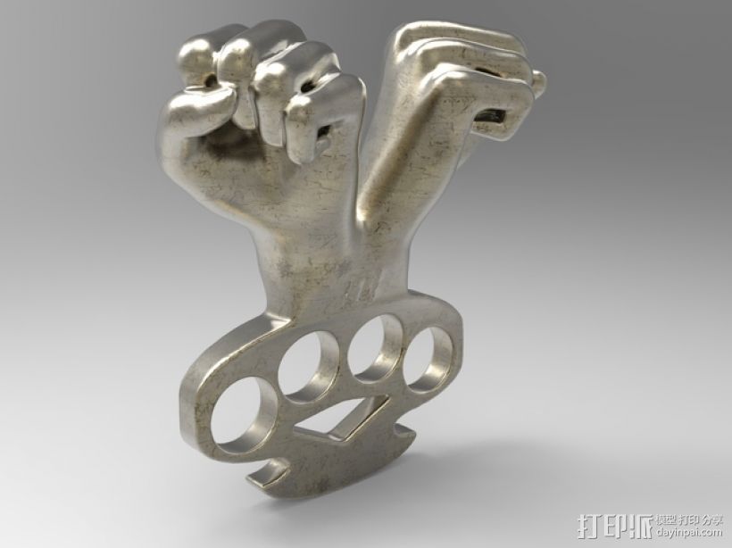 双拳指节套环 3D打印模型渲染图