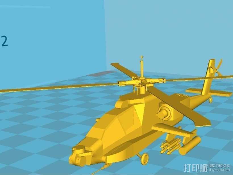 Apache AH64-D 直升机 3D打印模型渲染图