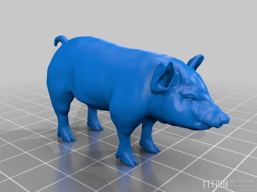 猪 3D打印模型渲染图