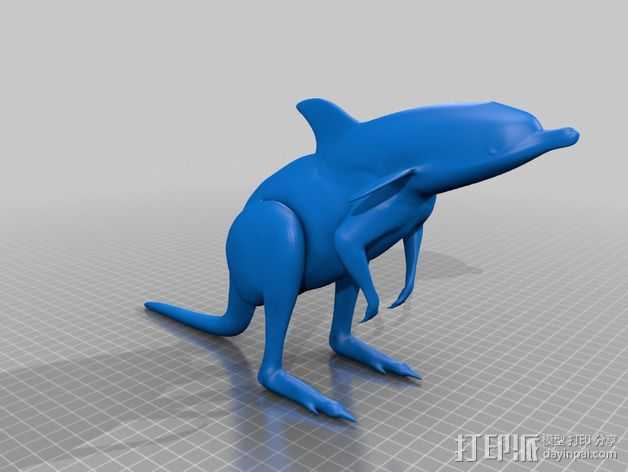 袋鼠海豚 3D打印模型渲染图