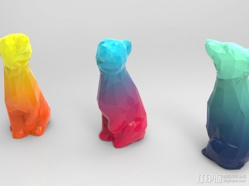 渐变色小熊 3D打印模型渲染图