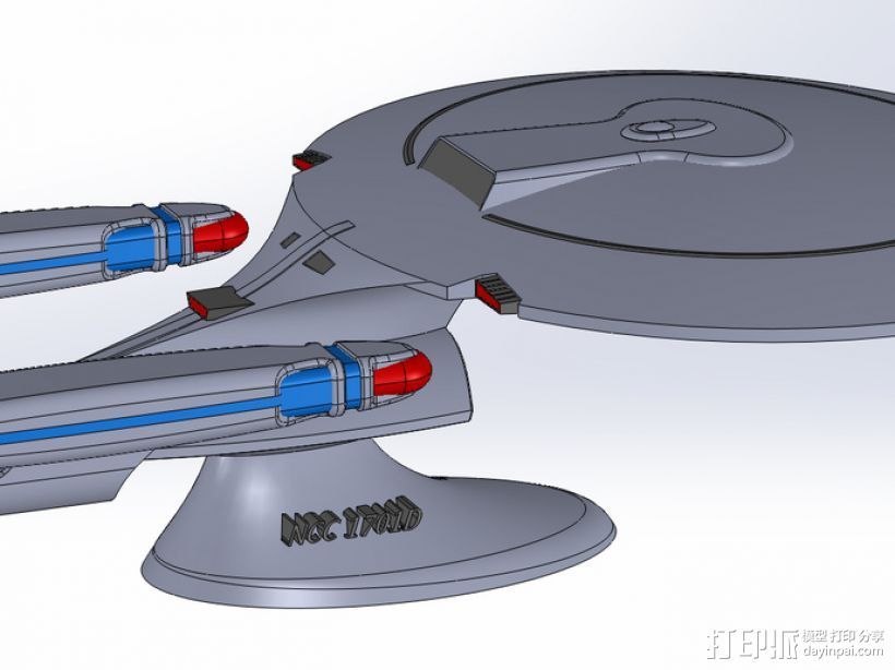NCC 1701-D进取号联邦星舰 3D打印模型渲染图