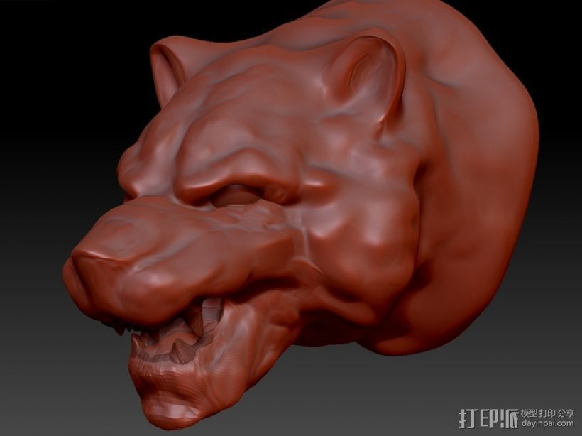 老虎头 3D打印模型渲染图