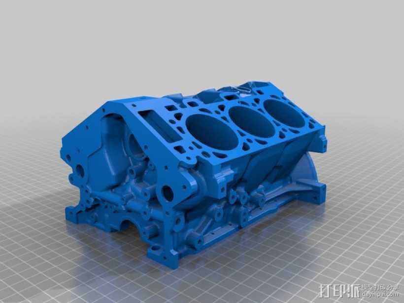 福特发动机缸体 3D打印模型渲染图