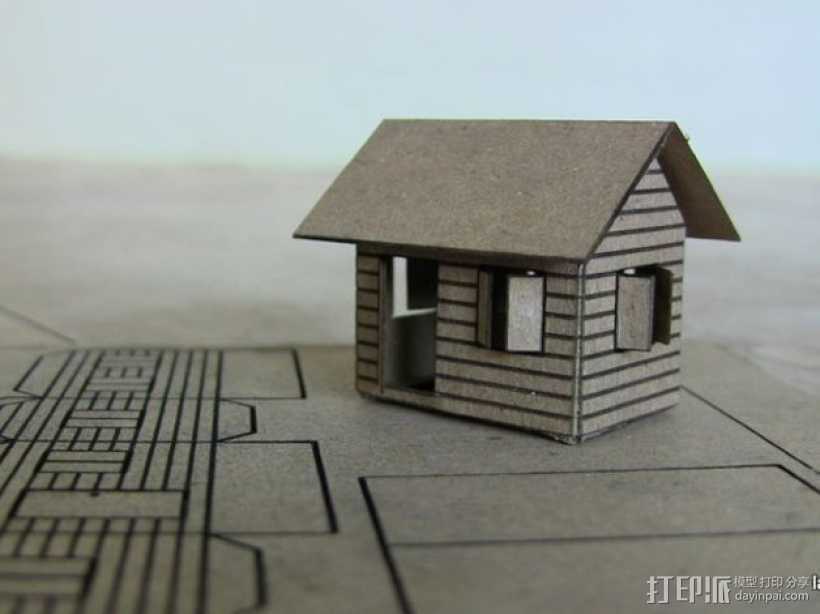 纸板房屋 3D打印模型渲染图