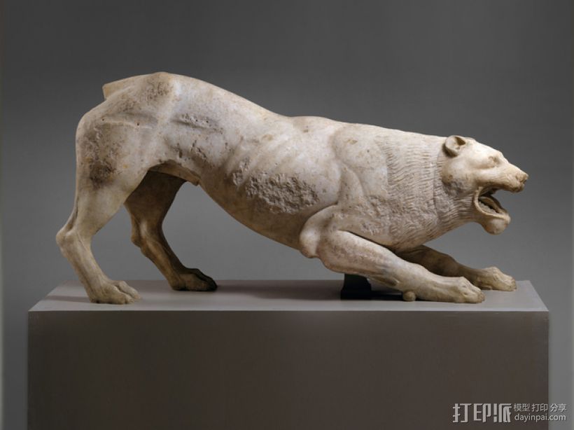 狮子大理石雕塑  3D打印模型渲染图