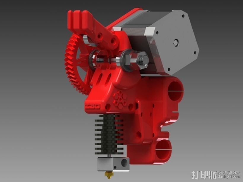 齿轮驱动挤出机 3D打印模型渲染图