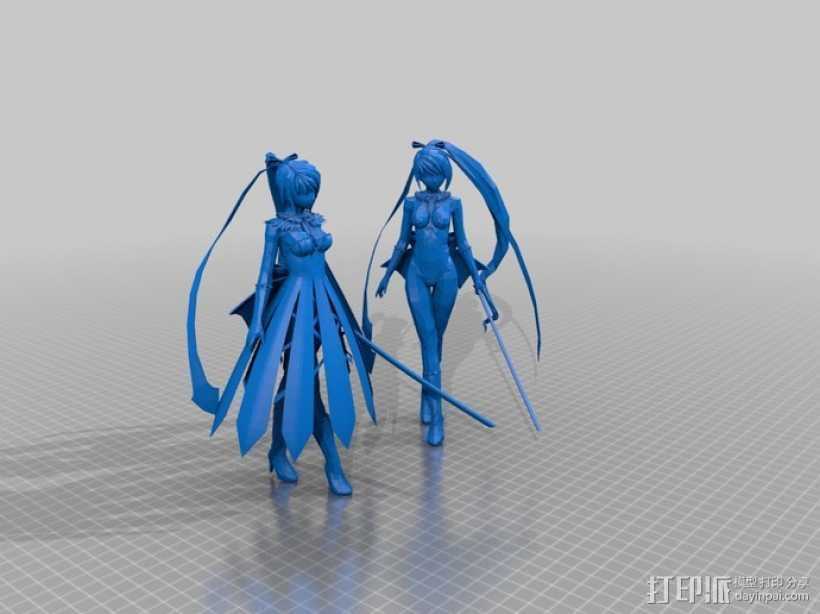 佩剑少女 3D打印模型渲染图