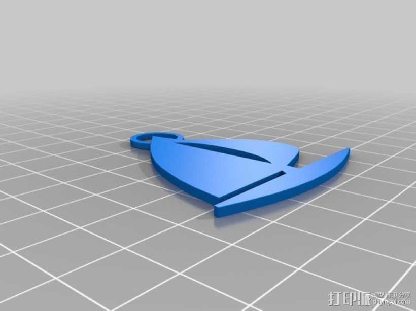帆船钥匙扣 3D打印模型渲染图