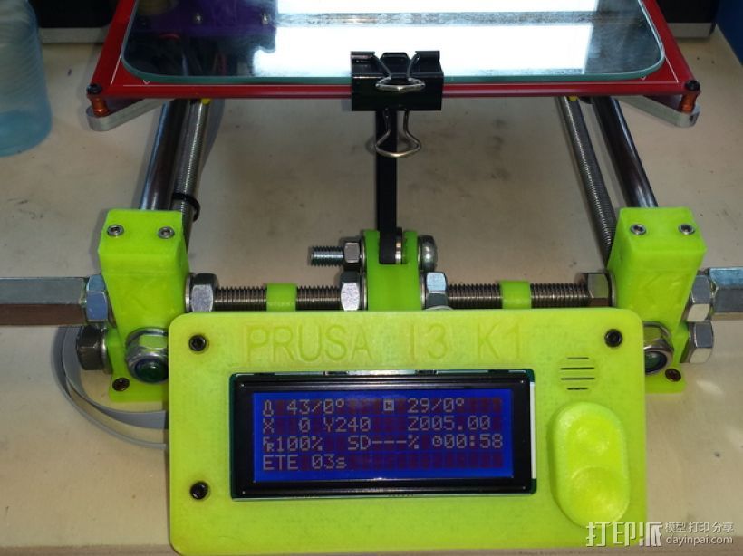 Prusa I3 打印机液晶显示屏支架 3D打印模型渲染图