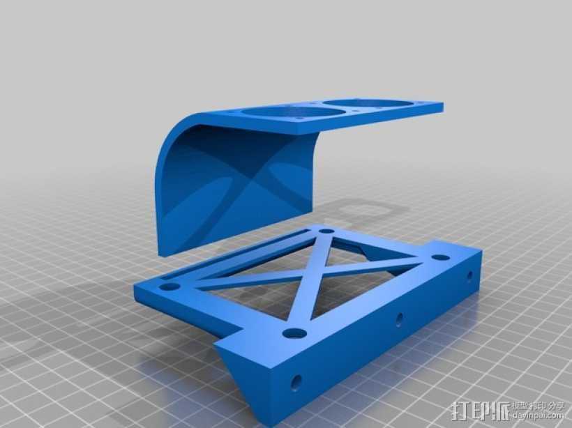 挤出机喷头支架 风扇支架 3D打印模型渲染图