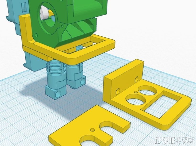 双挤出机适配器 3D打印模型渲染图