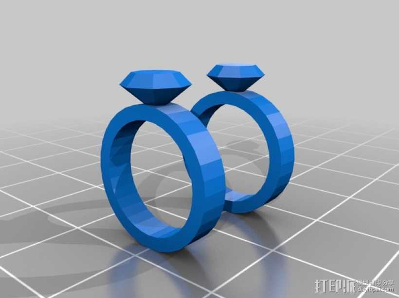 婚礼的戒指 钻石戒指  3D打印模型渲染图