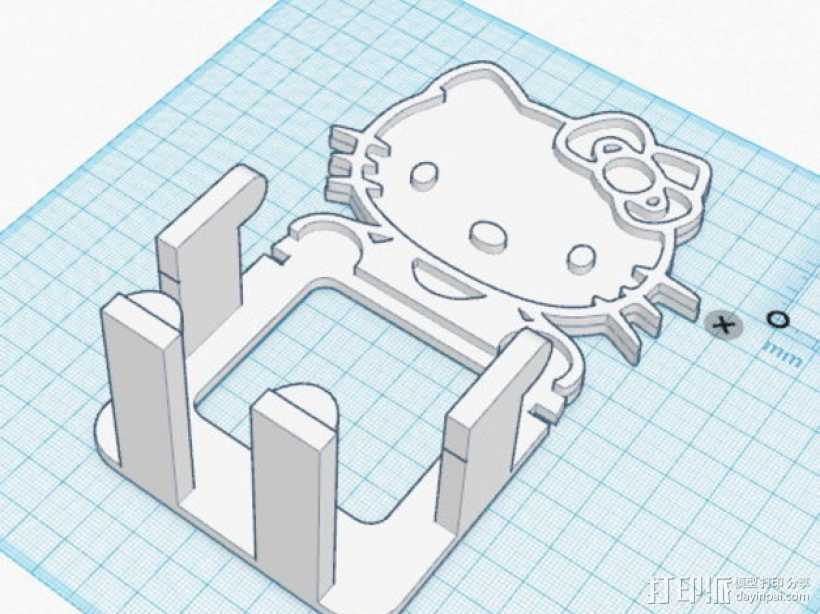 Hello_Kitty手机支架 3D打印模型渲染图