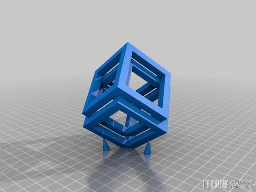空心立方体摆件 3D打印模型渲染图