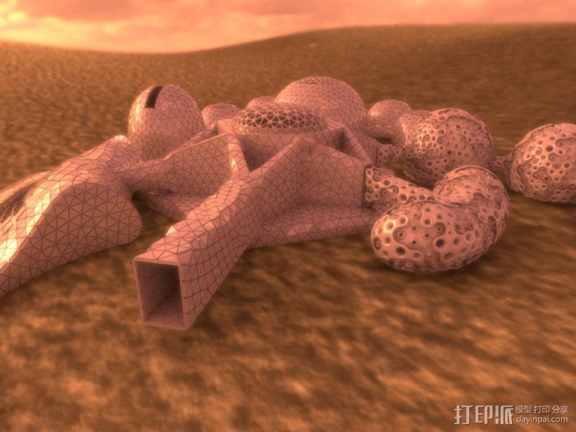 火星基地 3D打印模型渲染图